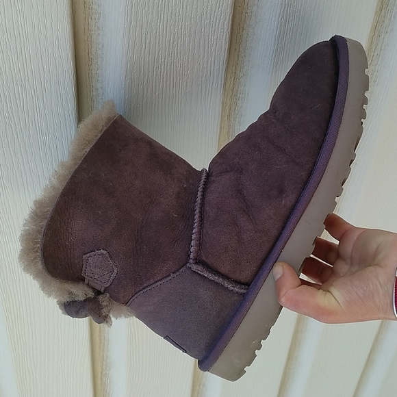 UGG Naveah suede leather shearling lined bow boots women's sz 8 - Picture 4 of 14